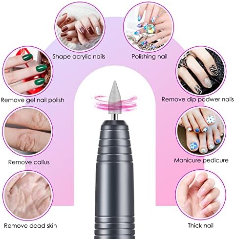 HAPAW Electric Nail Files, Cordless Rechargeable Electric Nail Drill Electric Nail Files Professional, 11 in 1 Electric Nail File Manicure Pedicure Kit Nail Drill for Acrylic Nails, Gel Nails