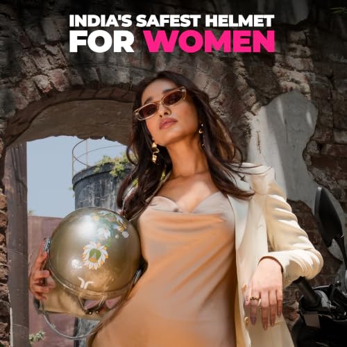 Image of TVARRA Lotus ISI & DOT(USA) Certified Women's Open Face Helmet Design Helmet, Lightweight Material, Crafted for Women, Extreme Comfort fit with Clear Visor