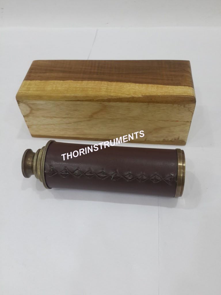 Antique Style 14 Inches Telescope Extending Nautical Marine Natural Wooden Box Gift Rustic Vintage Home Decor Gifts