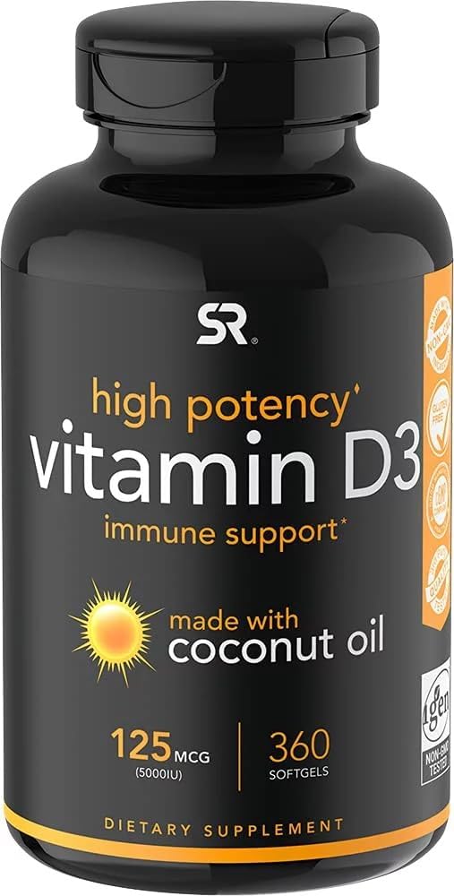 Vitamin D3 5000iu, 125mcg Coconut Oil Softgels, 360ct