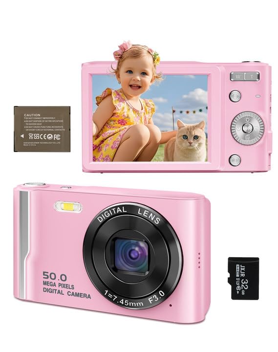 Appareil Photo Numérique Compact Portable 4K, 50MP Autofocus Digital Camera avec Écran IPS 2,8
