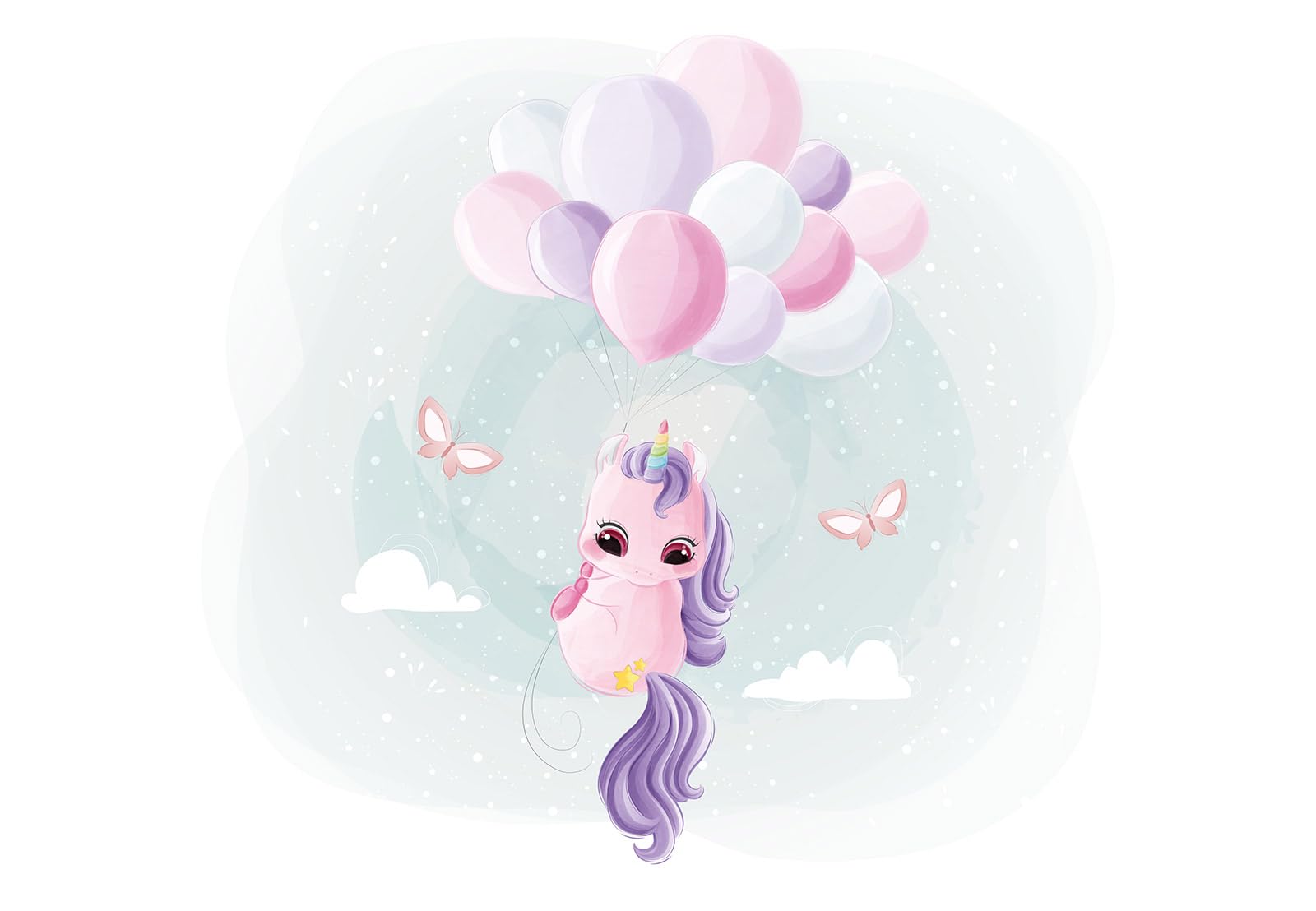 Fototapete Panorama Kinder - Einhorn Luftballons 3617680704776 - Breite 195 cm x Höhe 135 cm