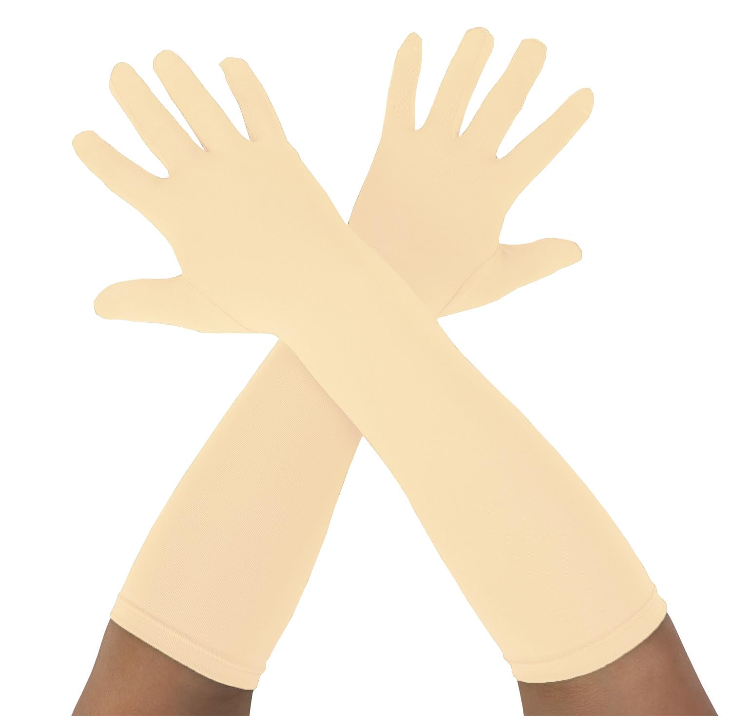 Gaoin Unisex Long Elbow Spandex Costume Party Gloves, Beige, One Size