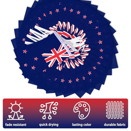 Image of New Zealand String Flag Pennant Banner, Small Mini New Zealander Flags Bunting Banner, National Country Decoration for School, Party, Sports Events, Patriotic Festival, 33 Feet 30 Flags