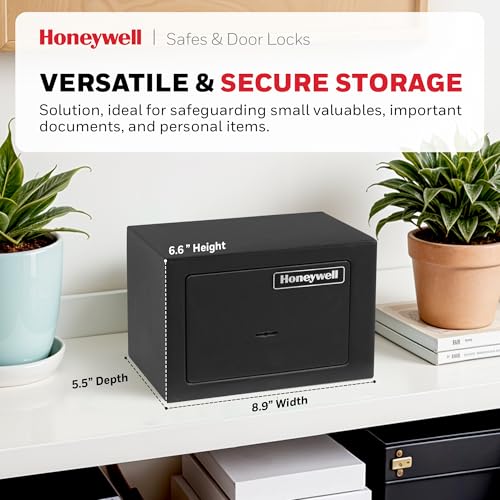 Honeywell Safes & Door Locks - Bolt Down Small Safe Box for Valuables - Steel Security with Key Lock...