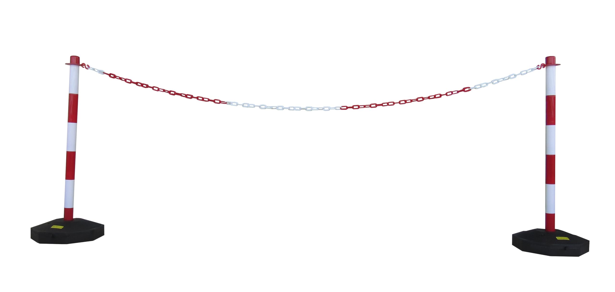 GC2-CH2.5 Paire de Poteaux en Plastique avec Chaîne en Plastique de 2,5 m (Rouge Blanc, 2,5 m)