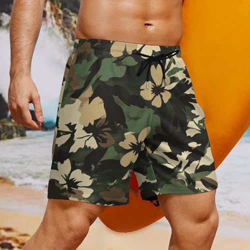 Floral Print Swimming Shorts for Men Hawaiian Drawstring Waist Board Shorts Quick Dry Summer Tunks with Pockets4
