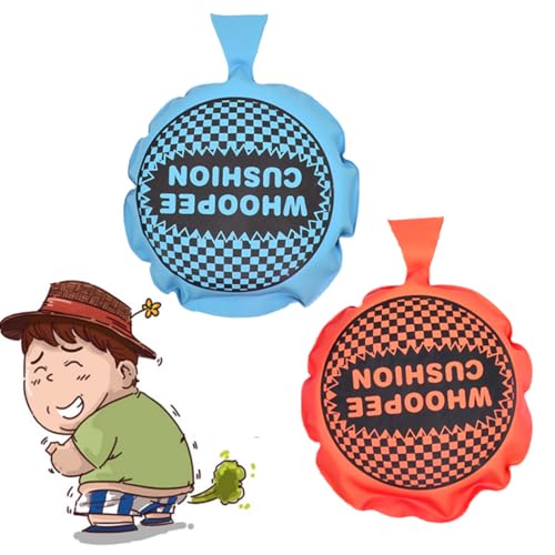 SIRLOMU Coussin Péteur Retro, Autogonflant, 2 Pièces, Farce et Attrape Adulte et Enfant, Coussin Peteur, Farce et Attrape Prout, Whopee Cushion (Rouge, Bleu)