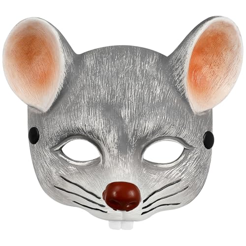jojofuny Cospaly Grey Rat Mask, Scar Rat Head 3D Mouse Half Face Mask for Halloween Costume Cosplay Party Props