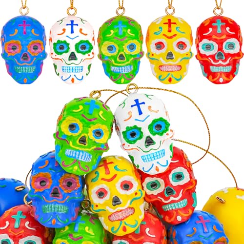 Bbiamsleep 15 Pcs Day of The Dead Resin Sugar Skull Ornaments Dia...