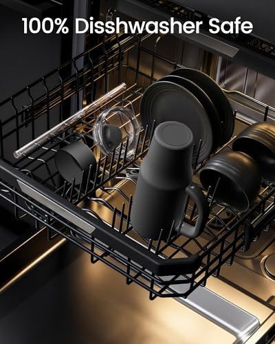 Image of Renoj Insulated Mug 100% Spill Resistant Insulated Water Bottle for Iced Coffee & Hot Drinks - Fits Car Cup Holder, Ideal Gift, 2 Straws & Silicone Boot - FlexSlide White 40 oz