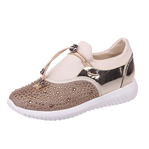Preisvergleich Produktbild Mode Turnschuhe,Unisex Absolute Männer Frau Laufschuhe Atmungsaktiv Turnschuhe Sneaker Männer Casual Sportschuhe Patchwork Reise Schnürschuhe Sportschuhe (EU:36 / CN:37, Gold)