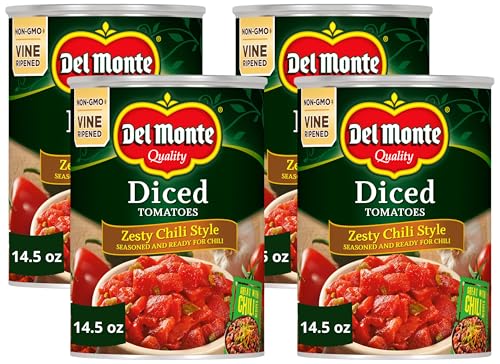 Del Monte Canned Diced Tomatoes Zesty Chili Style, 14.5 Ounce (Pack of 4)