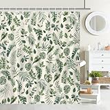 Mocsicka Green Plants Shower Curtain Jungle Tropical Leaves Plant Bathroom Shower Curtain Boho Green Leaves Waterproof Fabric Shower Curtain Bathtub Decor with 12 Hooks 72 X 72 Inch