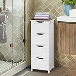 Yaheetech Bathroom Floor Cabinet, Wooden Side Storage Organizer, 4 Drawers Free-Standing Cabinet for Bathroom/Hallway/Living Room, White - Image 2