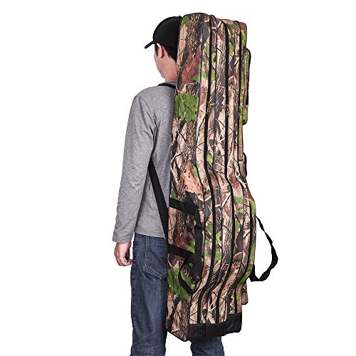 Lixada Blusea Angeltasche, 120 cm / 150 cm, 3-lagig, tragbar, faltbar, mit Spule, Tree camouflage, 120cm – Bild 5