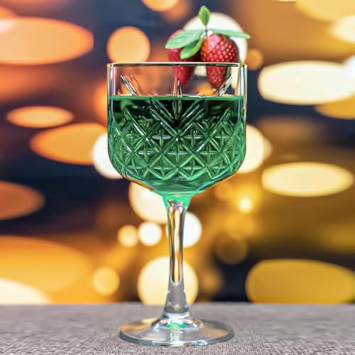 Image of GLASSWARE Vintage Coupe Glasses Set of 1, Large Stemmed Cocktail Glasses, Unique for Champagne and Wine - 500 ml