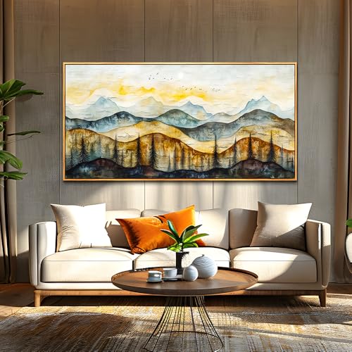 ERQINHUA Large Canvas Wall Decor For Living Room Farmhouse Wall Art For Dining Room Bedroom Murals Abstract Mountain Landscape Painting Wood Frame Wall Print Artwork Pictures Home Decor 30"X60"