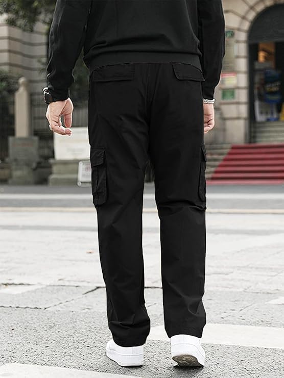 Image of GRECIILOOKS Men's Cargo Pants | 6 Pocket Cotton Cargo Joggers for Men | Loose Fit Stylish Pant with Pockets | Casual Baggy Trousers & Streetwear Lower