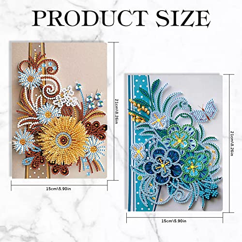 DCIDBEI 2 Pack Diamond Notebook Blank Sketchbook A5 Diamond Painting Kits Adult Children Sketchbook Flowers Diamond Diary Kit Diamond Art Notebooks Multipack Notebooks Kids Journal Book Flowers - Image 3