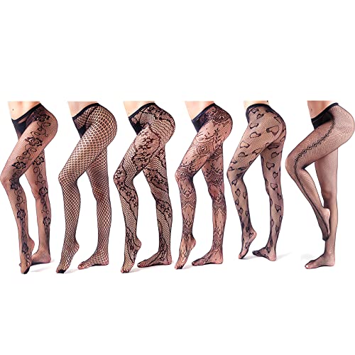 Dinghui Lot de 6 collants résille pour femme Noir, 6 Noir B, taille unique Cover