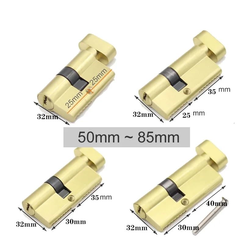 Cilindro per serratura, Serratura A Cilindro In Ottone Con 3 Chiavi Altezza 32mm Misure Multiple for Porte A Eccentrico(50x35t)