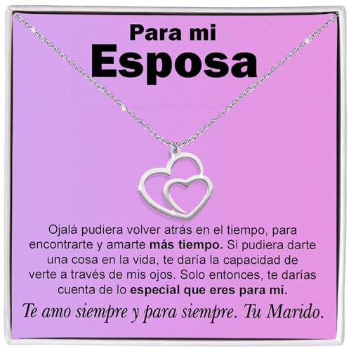 Bramart Regalo Esposa Collar para Esposa Novia Idea de Regalo para Ella Aniversario Boda Cumpleaños Navidad Acero Inoxidable Pulido de Máxima Calidad – Estuche con DEDICATORIA incluida (esposa)