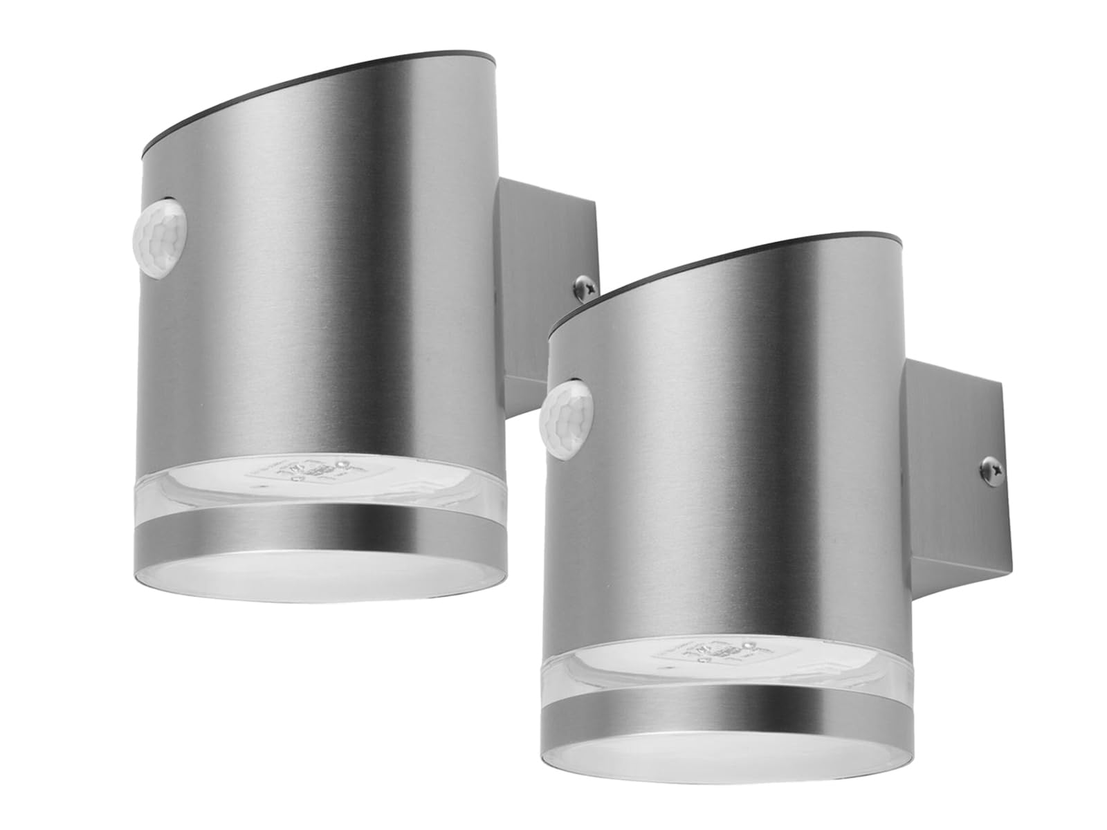 Smartwares 2er Set LED Solar Außenleuchte mit Bewegungsmelder, Edelstahl, Wandleuchte Downlight, IP44