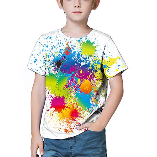 Laidipas Colorful Shirts For Boys Girls Unisex 3D Graphic Tees For Kids White Graffiti T-Shirts 8-10 Years #TOP1