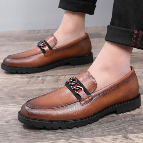 Men's Leather Buckle Formal Loafers Vintage Pointed Toe Slip-On Oxford Formal Shoes4