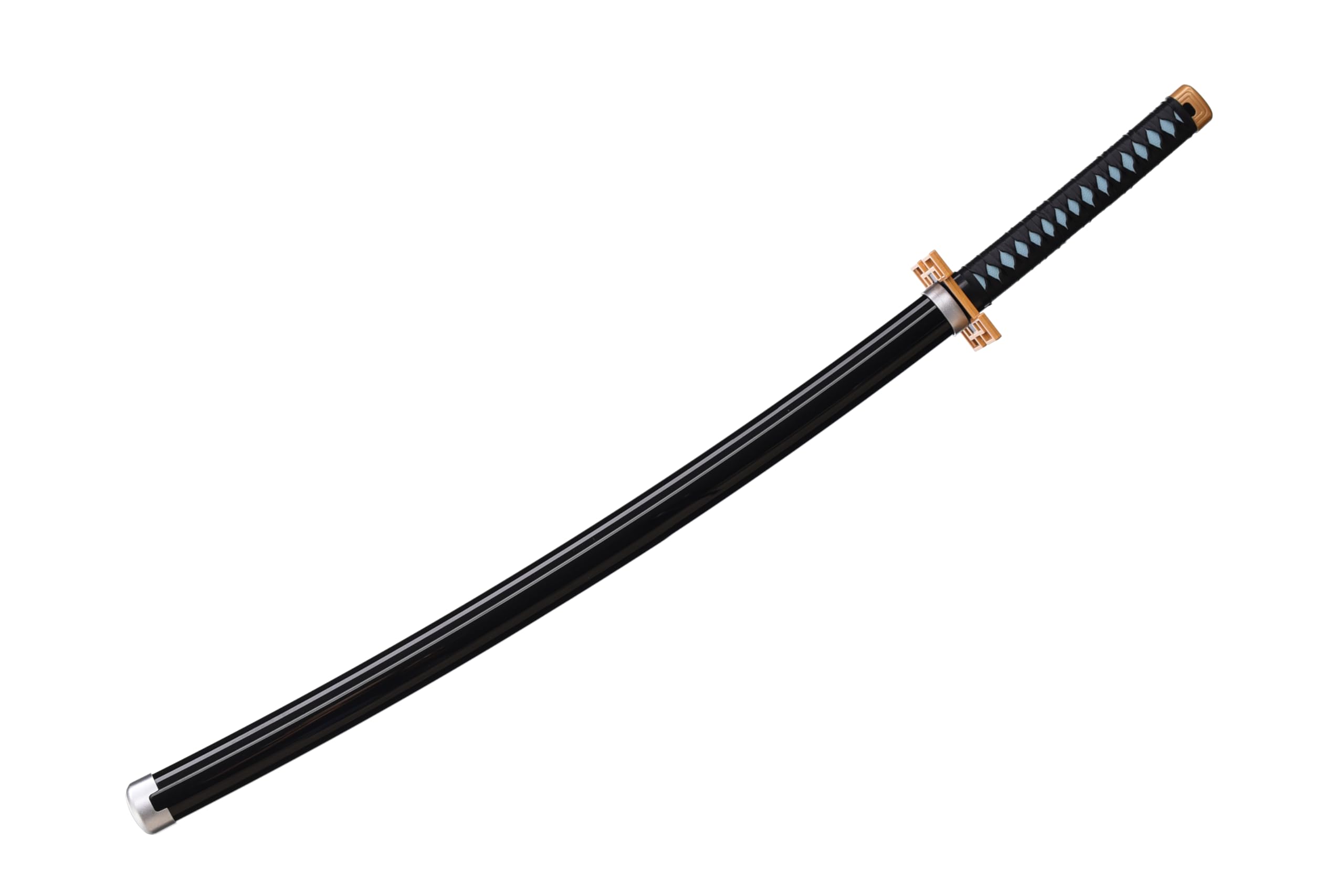 Demo Schwertde Anime(Tokitou Muichirou), Hoja de Bambú Sin Filo, 102 cm, con Vaina Negra, Soporte y Cinturón Blanco, para Cosplay