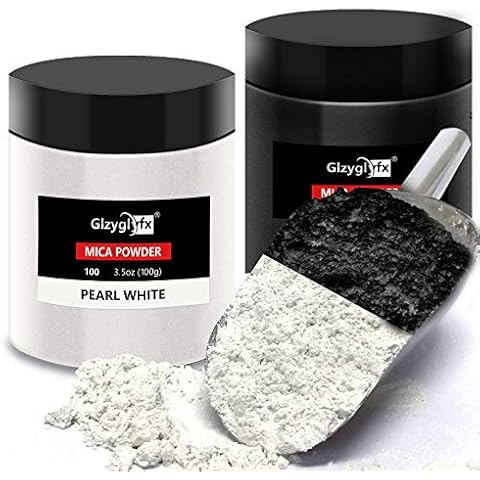 Epoxy Resin Pigment Stardust Pearl Mica Powder for Epoxy Resin Color Pigment Metallic Shimmer Powder Epoxy Art, Resin Jewelry, Nail, Make Up, Slime Colorant, Soap Dye (White+Black) Cover