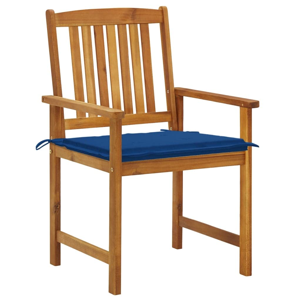 Set di 6 sedie da giardino in legno massello di acacia, con cuscini, resistenti alle intemperie, per giardino e balcone, comode sedie in legno con cuscini blu reale