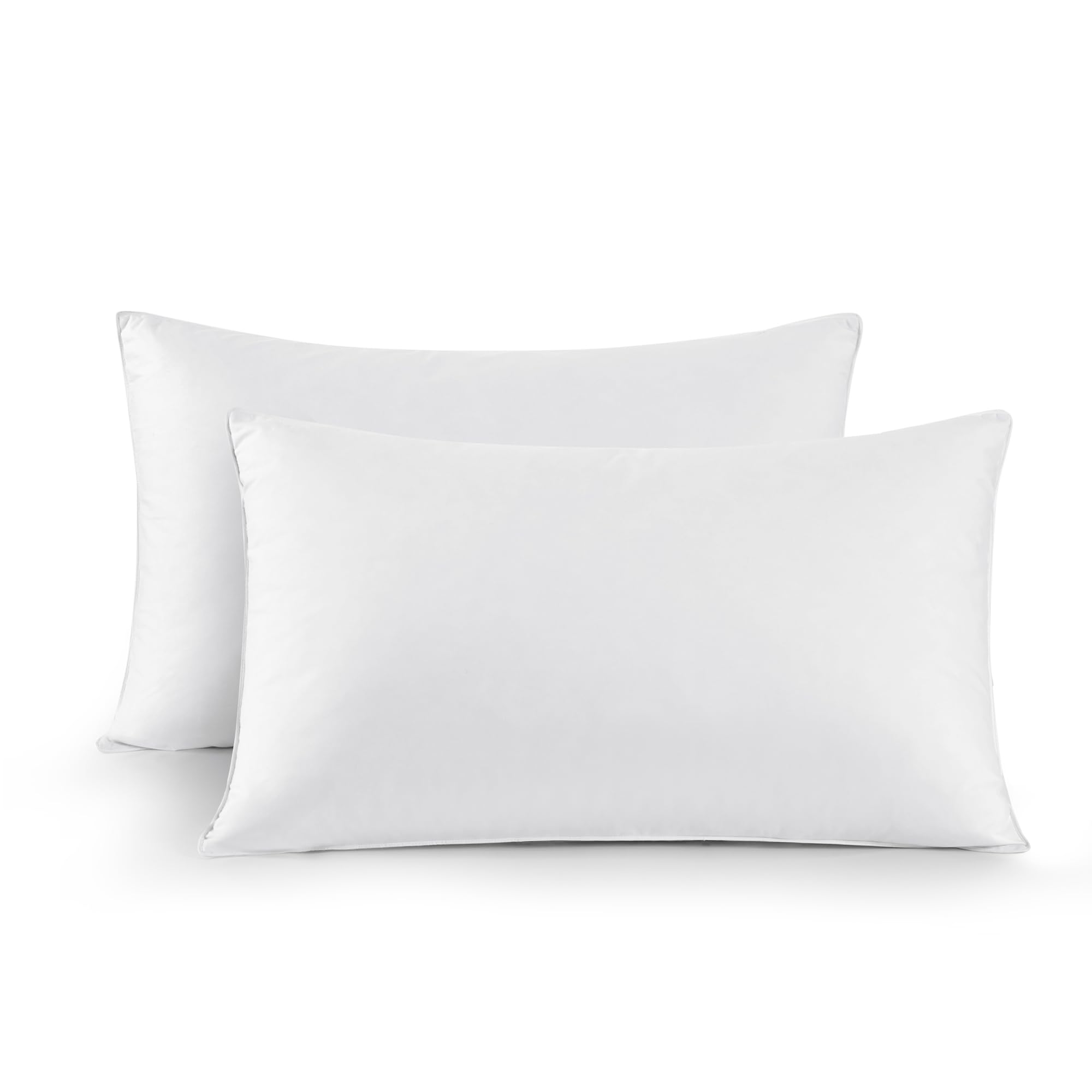 UNIKOME Almohada de Pluma y plumón de Ganso, Juego de 2 Almohadas 50x75cm, Funda de Almohada de Lujo de 100% algodón, Lavable, Oeko-Tex, Blanco (50×75cm)