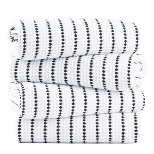 Image of POLYTE 430 GSM Microfiber Oversize Quick Dry Lint Free Bath Towel, 60 x 30 in, 4 Pack (Waffle Weave)
