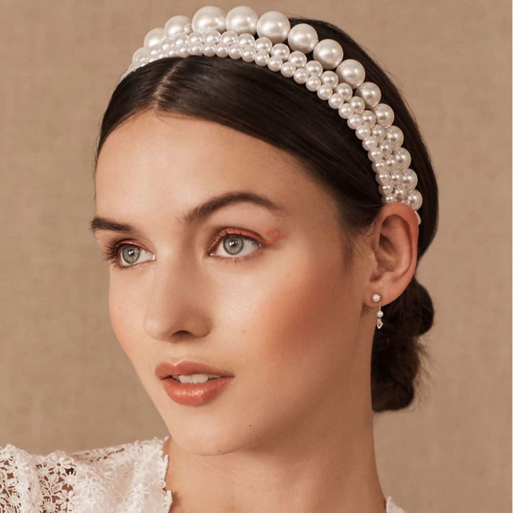 Amazon.com : JWICOS 3Pcs White Faux Pearl Headbands Bridal Hair