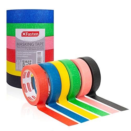 Get Special Price XFasten Multi Colored Painters Masking Tape Kids Craft Set, 1-Inch x 30 Yards, 6 Pack, Multicolor Masking Labelling Moving Tape Bulk for Boxes, Artists, Watercolor and Paint Amazing 🔥 XFasten Multi Colored Painters Masking Tape Kids Craft Set, 1-Inch x 30 Yards, 6 Pack, Multicolor Masking Labelling Moving Tape Bulk for Boxes, Artists, Watercolor and Paint