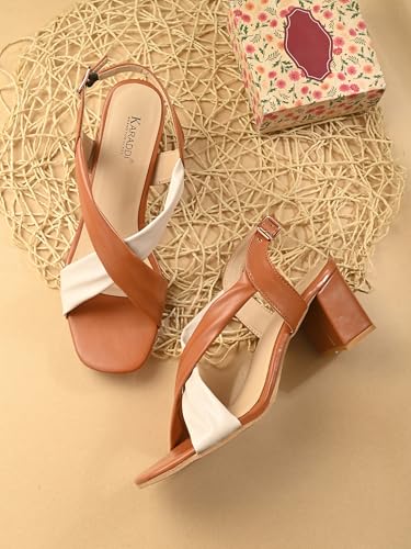 Image of Karaddi Women Fashion Sandal | Ladies Sandals Pull On Block Heels for Women | Office Wear Footwear for Women | Party Sandals for Women | Back Strap Ladies Sandal