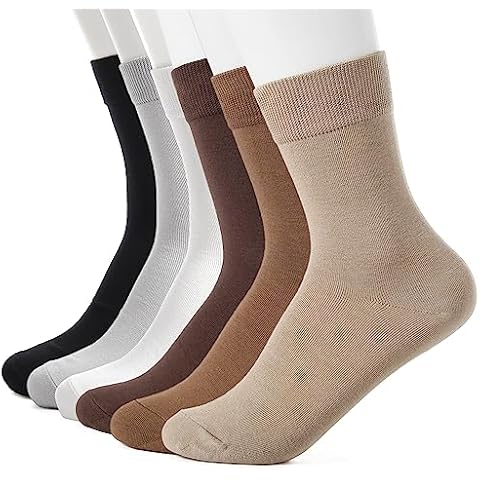 Jsimmotd Cotton Mid Calf Crew Socks For Unisex,Soft Breathable Dress Socks For Business, Trouser, Casual 6 Pairs(Black/White/Grey/Dark brown/Khaki/Light brown) Cover