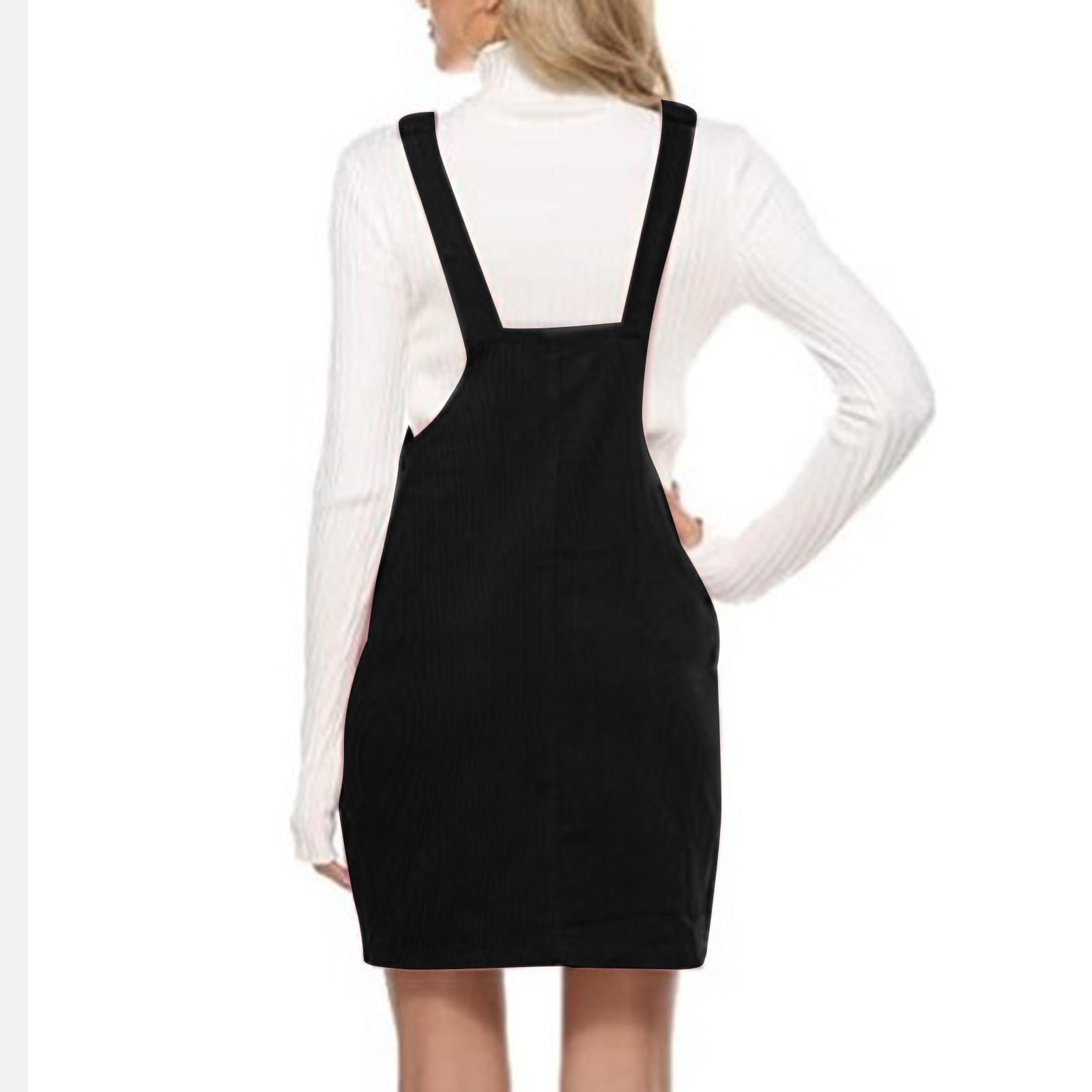 Abito Salopette da donna in velluto a coste casual tute e tute Abito elegante tinta unita Tuta con spalline regolabile con tasche Tuta Gonna A-Line