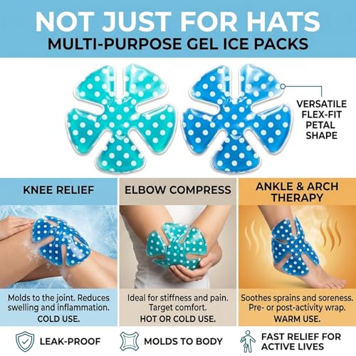 Image of Reusable Cooling Gel Ice Packs for Hats, Adjustable Cold Therapy Headband Inserts for Hard Hats, Sun Hats, 4-Hour Relief for Construction Workers, Migraines, Heat Stroke Prevention (dot)