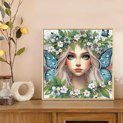 Image of AiYuanzsh Diamond Art Kits for Adults Pretty Princess Butterfly Fairy, 5D Special Shape Diamond Painting Kit, Unique Diamond Art Kit for Beginners DIY Craft Wall Decor Gift 12x12 Inch