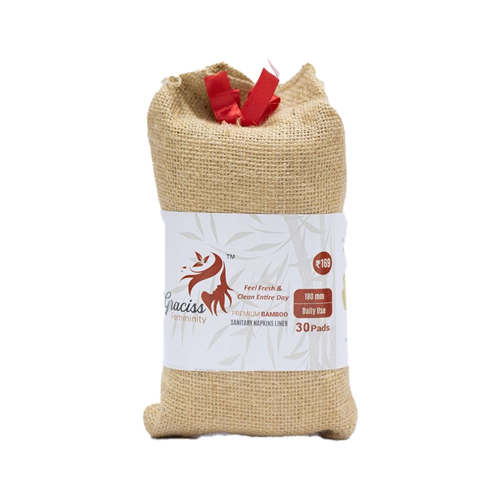 Graciss Bamboo Panty Liner Pack of 30 - Organic, Biodegradable, Antibacterial, Unscented, Long Panty Liners for Women, Daily Use, Periods, and Discharge (B0D63DFMZ9) Amazon Price History, Amazon Price Tracker