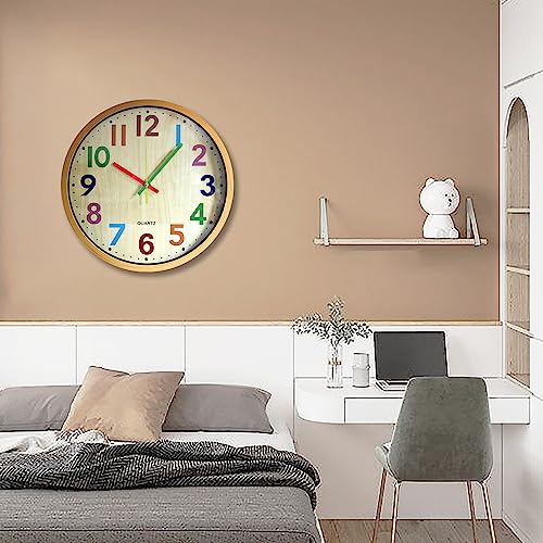 Wall Clock, 12 Inch Easy to Read Silent Non-Ticking Colorful Battery Operated Clock,for Bedroom,Living Room,Kitchen,Office,School Classroom (Yellow) - Image 6