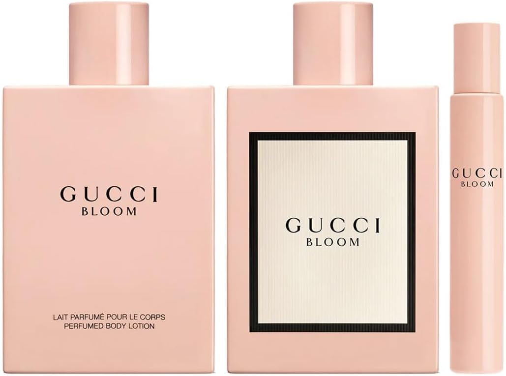Bloom 3-Piece Set for Women, (3.4 Oz Eau De Parfum Spray + 3.4 Oz Perfumed Body Lotion+ 0.33 Oz Eau De Parfum Spray)