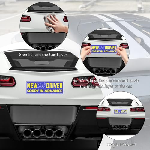 Image of 5Pcs Magnetic Car Stickers, Magnetic New Driver Stickers Removable Novice Driver Accessories Safety Sign Car Student Driver Assistance Tools, Student Driver Magnet for Car Accessories Bumper