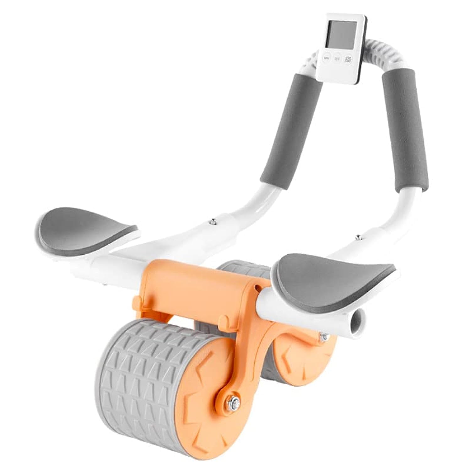 Pirszull 2023 New with timer Ab Abdominal Exercise Roller Elbow Support, abs roller wheel core exercise equipment, Automatic Rebound Abdominal Wheel (Orange) (001)