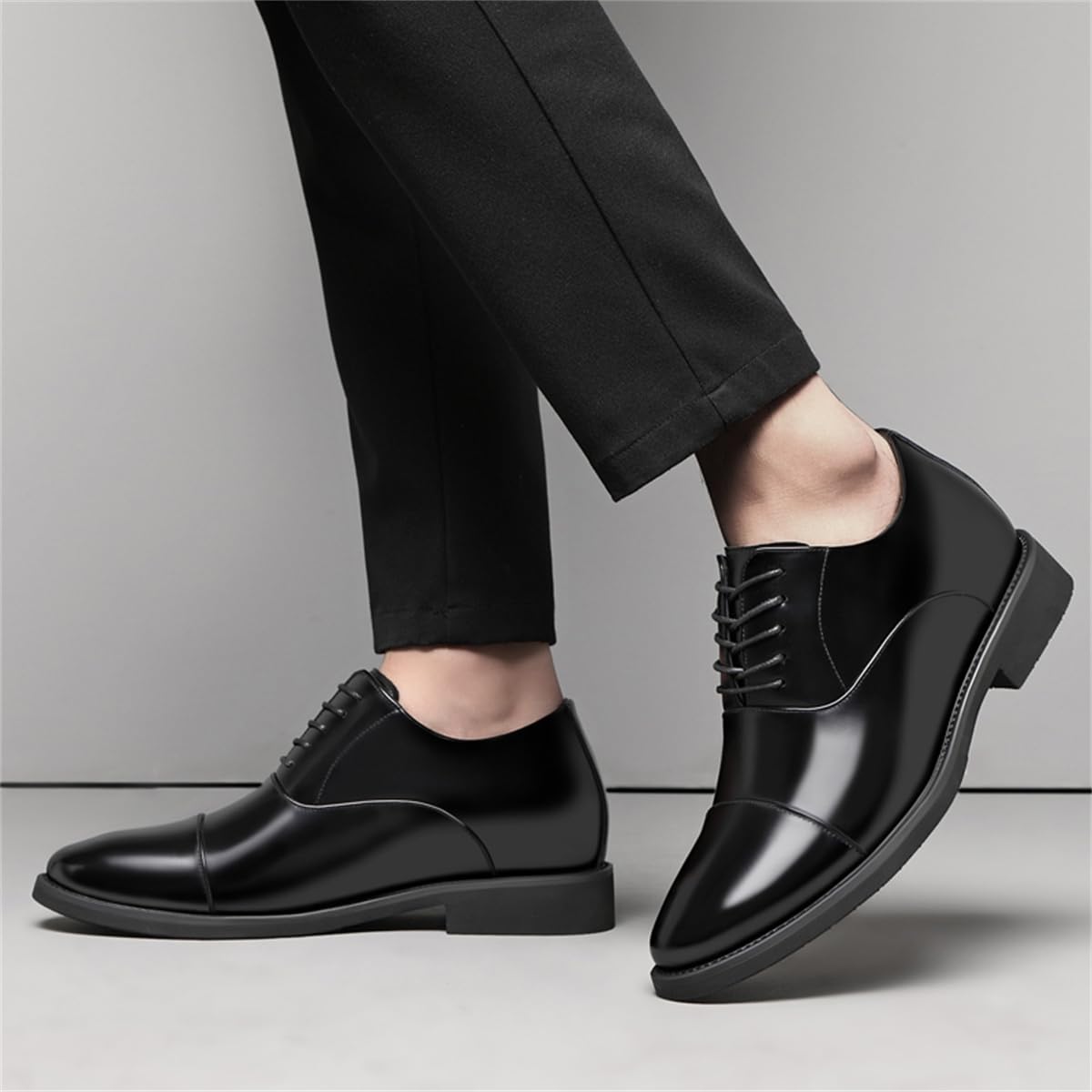 VIBLiSS Scarpe da Uomo con Rialzo in Pelle, Scarpe Stringate Che Aumentano L'altezza per Matrimoni Aziendali Maschili