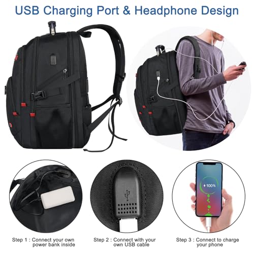 Z-MGKISS Extra Large Travel Backpack, 52L TSA Backpack 17.3 Inch, Anti-Theft 17 Inch Big Business Laptop Backpack の商品画像 2