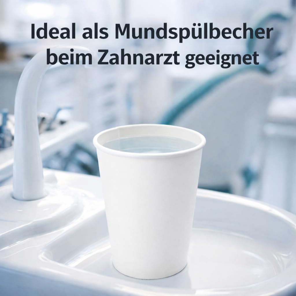 2.000 Stück Pappbecher Einwegbecher 200 ml – Papierbecher als Mundspülbecher für Zahnarzt, Arztpraxis, Krankenhaus & Pflege – Kaffeebecher Einweg, Kaffee Espresso Becher To Go, Pappbecher klein